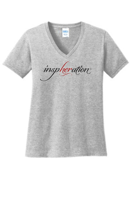 Women's Ash Gray inspHERation™ V-Neck, Short-Sleeve T-Shirt